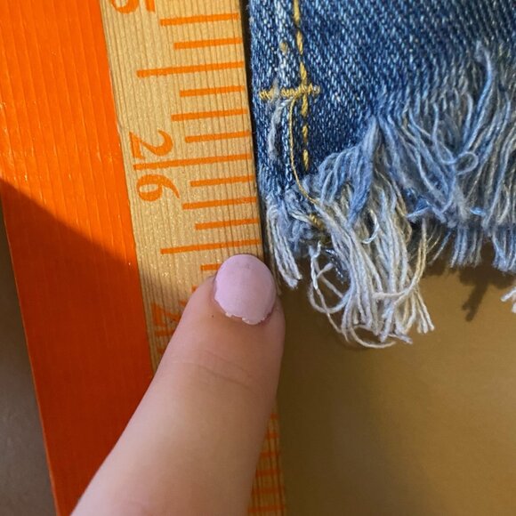 Destroyed Denim Jeans Pants Frayed Hem Elastic Waistband Women Large Drawstring - Picture 9 of 9